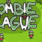 Dòng chữ Zombie Plague trên nền xanh lá cây với các nhân vật zombie hoạt hình nhỏ nhắn xung quanh