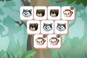Hình ảnh gồm các ô với hình con gấu, khỉ và chồn possum trên nền cây cối xanh